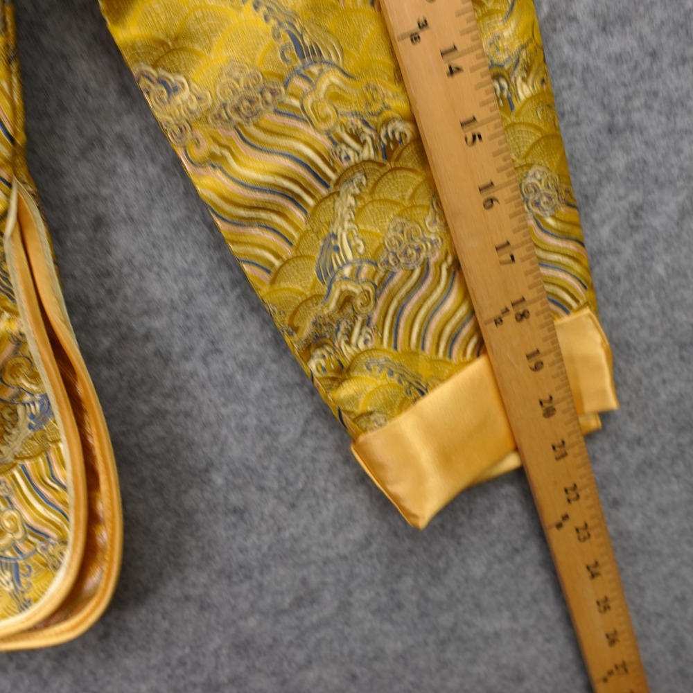 Mandarin Collar Tang Suit Jacket Womens S Yellow Silk Brocade Chinese Cheongsam - Picture 8 of 13